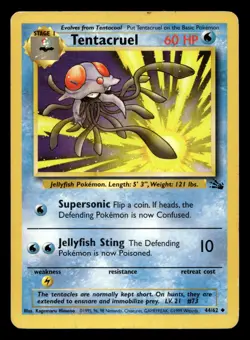 Tentacruel 44/62 Uncommon Fossil WOTC Pokemon MP - Image 1