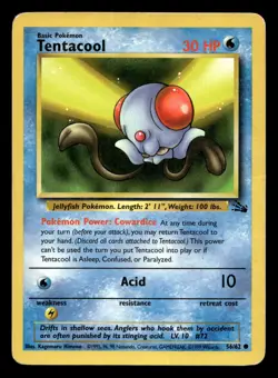 Tentacool 56/62 Common Fossil WOTC Pokemon MP - Image 1