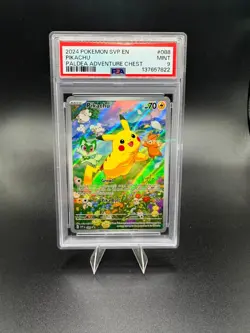 2024 POKEMON SVP EN-SV BLACK STAR PROMO PALDEA ADVENTURE CHEST PIKACHU PSA 9 - Image 1