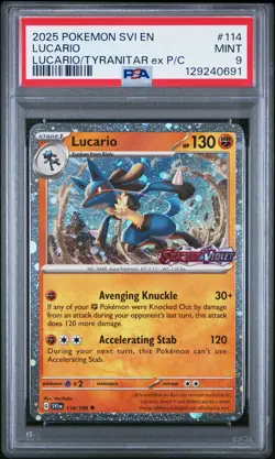 2025 POKEMON SVI EN-SCARLET & VIOLET #114 LUCARIO PSA 9 - Image 1