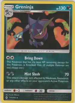 Pokemon TCG SM Unbroken Bonds 117/214 Greninja Holographic Rare Card - Image 1