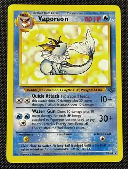 Pokemon Cards Vaporeon 28/64 UNLIMITED Jungle WOTC Rare NM - Image 1