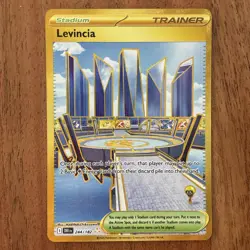 Pokemon TCG Trainer Card Levincia Stadium Gold 244/182 Destined Rivals NM Card - Image 1