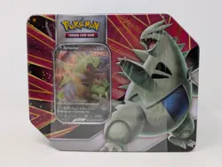 New and Factory Sealed Pokemon TCG Sword & Shield V Strikers Tin - Tyranitar V - Image 1