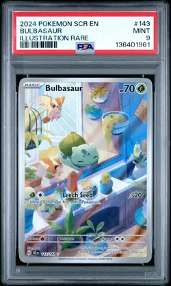 2024 POKEMON SCR EN-STELLAR CROWN ILLUSTRATION RARE #143 BULBASAUR PSA 9 - Image 1