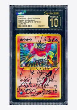 Pokemon CGC 10 PRISTINE AUTO 10 Ho-Oh Holo Kimiya Masago 2000 #250 NEO 3 JPN - Image 1