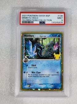 Mimikyu SWSH136 PSA 9 MINT 25th Celebrations Collection Pokemon TCG - Image 1