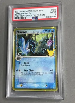 Pokemon PSA 9 Mint Mimikyu SWSH136 Promo Celebrations Collection - Image 1