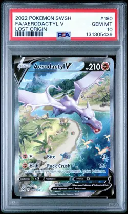 Pokemon 2022 Sword & Shield Lost Origin #180 FA/Aerodactyl v PSA 10 - Image 1