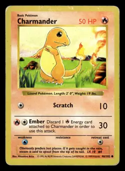 Charmander 46/102 Shadowless Starter Base Set Pokemon Card - Image 1