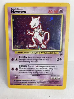 Pokemon TCG Mewtwo Base Set 2 Holo Rare Card 10/130 Vintage WOTC LP - Image 1