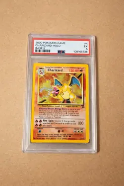 Pokemon 2000 Game #4 Charizard Holo Base II PSA 5 - Image 1