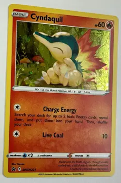 Pokemon TCG - Cyndaquil - SWSH 221 - 2022SWSH: Black Star Promo - Cosmo Holo - Image 3