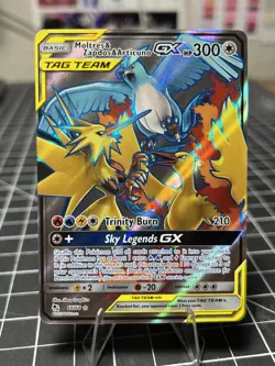 Pokemon Moltres & Zapdos & Articuno GX TAG TEAM Full Art Holo 66/68 Hidden Fates - Image 1
