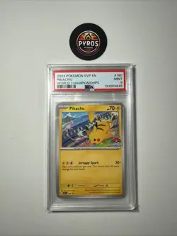 2024 POKEMON SVP EN-SV BLACK STAR PROMO WORLD CHAMPIONSHIPS #190 PIKACHU PSA 9 - Image 1