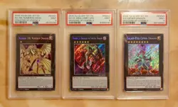 2016 Yu-Gi-Oh 3 X Dragons Of Legend 3 PSA 9 MINT 1st Ed XYZ Dragons Secret Rares - Image 1
