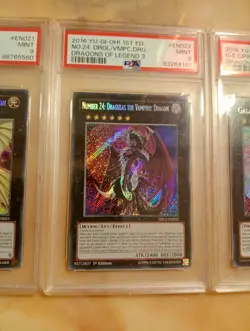 2016 Yu-Gi-Oh 3 X Dragons Of Legend 3 PSA 9 MINT 1st Ed XYZ Dragons Secret Rares - Image 3