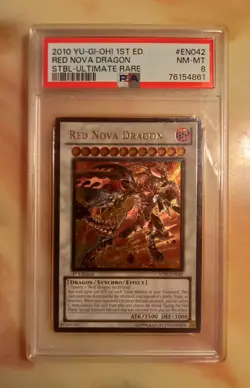Yugioh 2010 Red Nova Dragon STBL-EN042 PSA 8 NM-MT 1st Edition Ultimate Rare! - Image 1