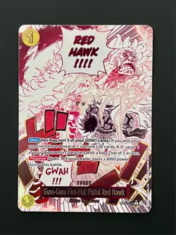 Gum-Gum Fire-Fist Pistol Red Hawk OP11-114 Manga Alternate Art One Piece Card - Image 1
