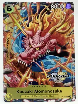 Kozuki Momonosuke P-064 EN ONE PIECE TCG 2024 Championship Event Finalist-NM - Image 1