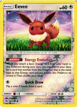 Pokemon TCG Eevee Sun & Moon Base Set 101/149 Reverse Holo Card NM - Image 1