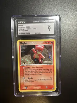 CGC 9 MINT Magby 2006 EX Legend Maker 58/92 Reverse Holo STAMPED Pokemon Card - Image 1