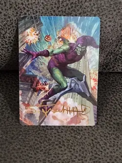 MTG: Spiderman Gold Stamped/Signed Art Card 26/54 Green Goblin - Image 1