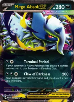 Pokemon TCG Mega Absol ex 086/132 Me01: Mega Evolution Holo Double Rare EX NM - Image 1