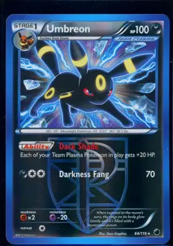 Pokemon PLASMA FREEZE - #64/116 Umbreon - Reverse Holo - ENG - Near Mint - Image 1
