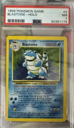 1999 Pokemon Blastoise Base Set Unlimited Holo #002 PSA 7 - Image 1