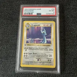 1999 Pokemon Base Set 1st Edition Dragonair (Shadowless) 018/102 PSA 6 EX - MT - Image 1