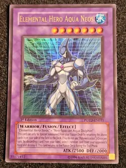 YUGIOH Elemental Hero Aqua Neos POTD-EN031 1st First Edition Ultra Rare VLP - Image 1