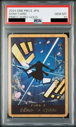 PSA 10 DON!! Card Zoro Gold Frame ONE PIECE Card PRB01-ZORO-GOLD Japanese - Image 1