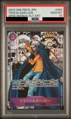One Piece Card Game PSA 10 Trafalgar Law Comic Manga SR Parallel OP05-069 JAPAN - Image 1
