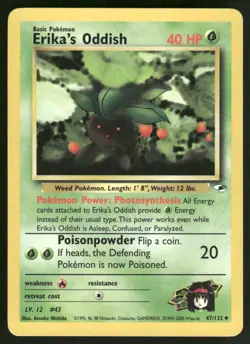 Pokemon Cards Erika's Oddish 47/132 UNLIMITED Gym Heroes WOTC Uncommon NM - Image 1