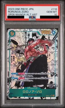 One Piece Card Roronoa Zoro PSA 10 Comic Manga Art Parallel SEC OP06-118 Japan - Image 1