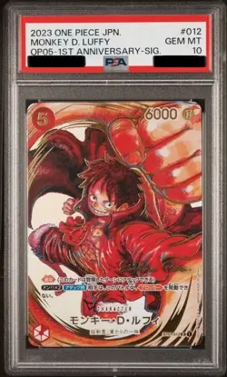 PSA 10 ONE PIECE CARD OP05-1ST Monkey D Luffy Eiichiro Oda Signature PARALLEL SR - Image 1