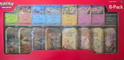 8-pack of Pokemon TCG: Scarlet & Violet-Prismatic Evolutions Mini Tins SEALED - Image 1