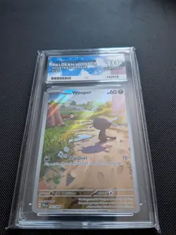 Pokemon TCG Paldean Wooper 102/094 Phantasmal Flames ACE 10 GRADED! PERFECT SUBS - Image 1