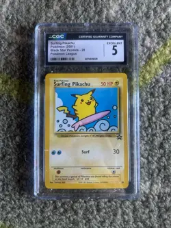 Pokemon Surfing Pikachu League Black Star Promo #28 CGC 5 - Image 1