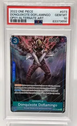 One Piece DONQUIXOTE DOFLAMINGO Parallel Alt Art OP01-073 Romance Dawn PSA 10 - Image 1