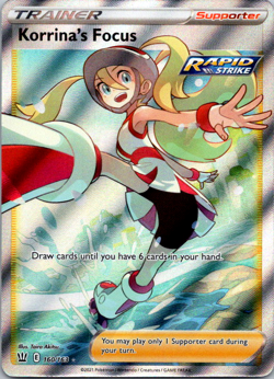 Korrina's Focus - 160/163 - Pokemon Battle Styles Sword Shield Full Art Card NM - Image 1