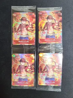 x4 Sealed Promo One Piece Card Treasure Booster Monkey.D.Luffy ST10-006 - Image 1