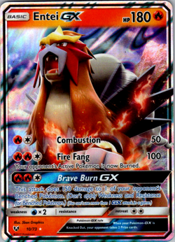 Entei GX ULTRA RARE 10/73 Pokemon SM Shining Legends NM Holo - Image 1