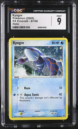 CGC 9 MINT Kyogre 2005 EX Emerald 6/106 Holo Pokemon Card - Image 1