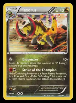 Pokemon Card Haxorus 69/101 Plasma Blast Holo Foil BW Rare LP 2013 - Image 1