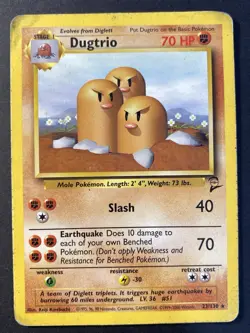 Dugtrio 23/130 Non Holo Rare Base Set 2 - Pokemon Card WOTC - HP - Image 1