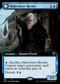 Malevolent Hermit / Benevolent Geist (Extended Art) - Near Mint MTG - Image 1