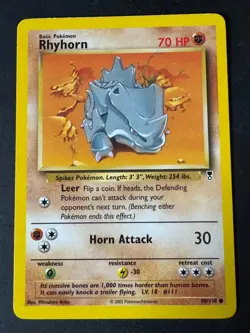 Rhyhorn Pokemon Common Card Legendary Collection 90/110 - 2002 - Image 1