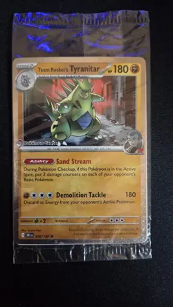 Pokemon TCG Team Rockets Tyranitar Card Pokemon Center Stamped, 096/182 Sealed - Image 1